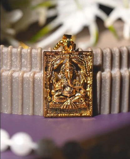 Gold Plated Ganeshji Pendant with Chain